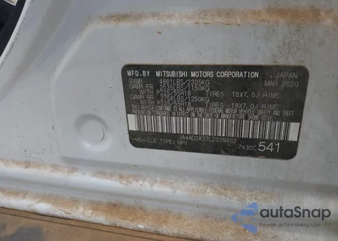 2020 Mitsubishi Outlander Es 2.4 из США, поврежденный, VIN JA4AD2A37LZ039482